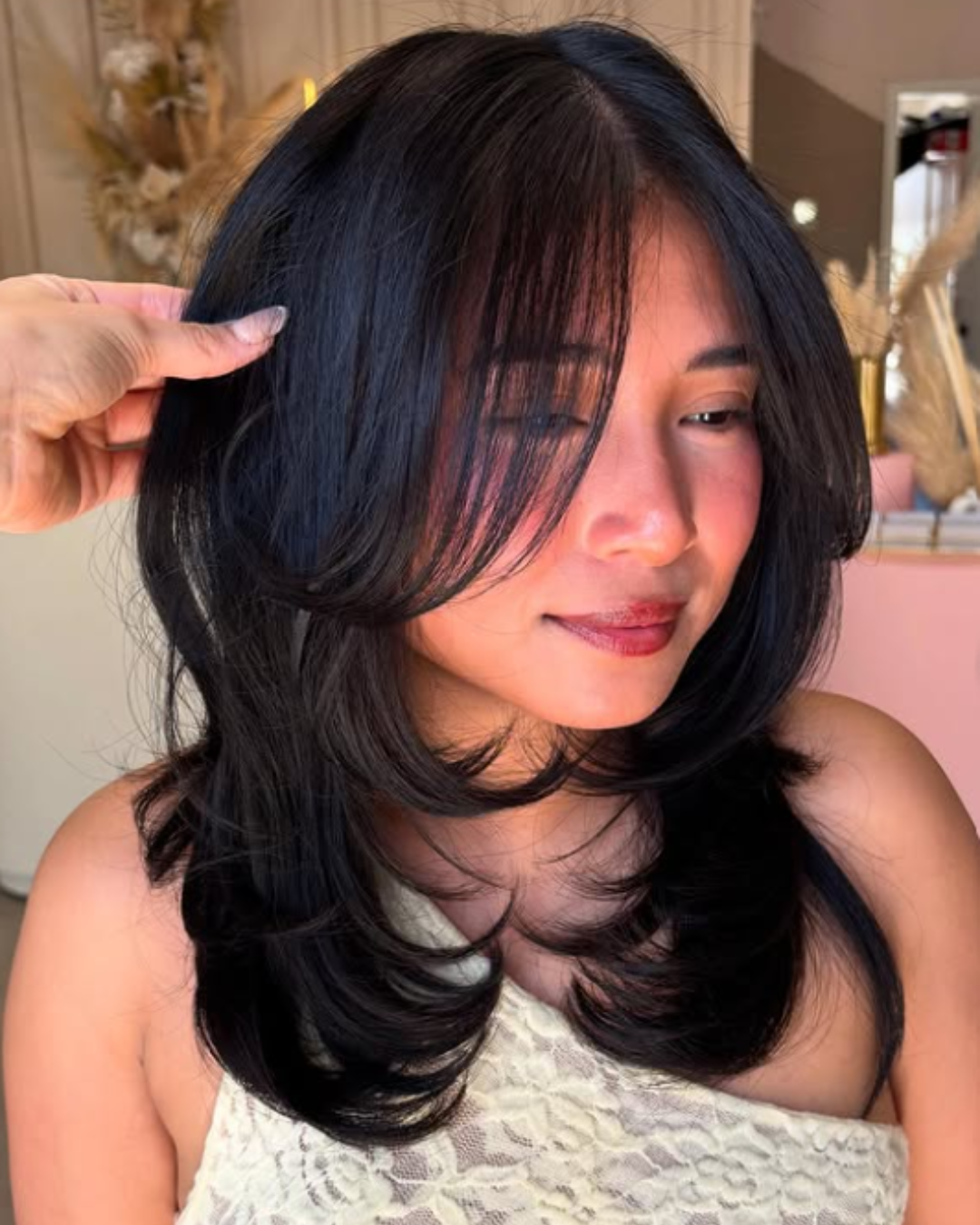Long Layers with Curtain Bangs by Jasmine